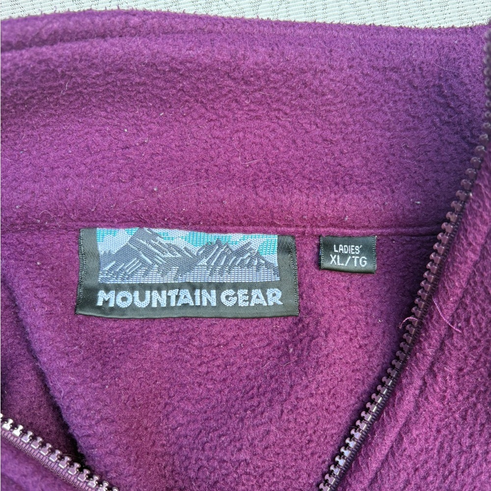 Vintage Women's XL Quarter Zip-Up Deep Purple Fleece Sweater - Picture 2 of 8